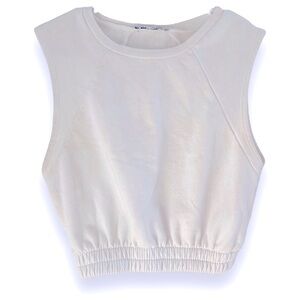 Zara Sweatshirt Material Shell Elastic Waist Crop Sweater Vest Size Small